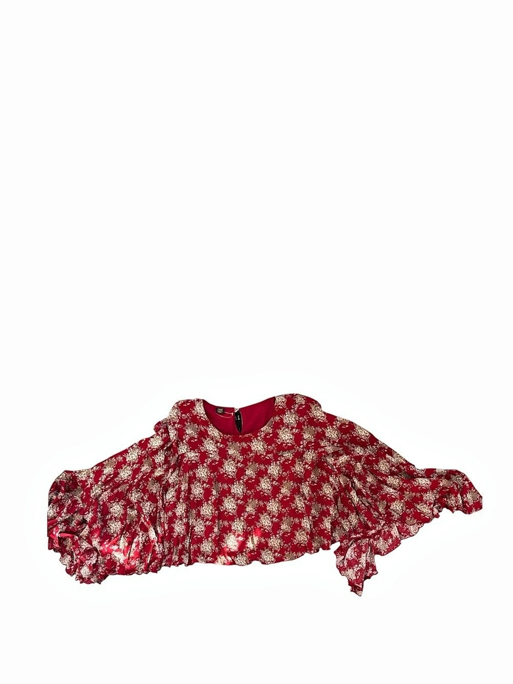 Made in India Floral Ruffle Blouse in Red
